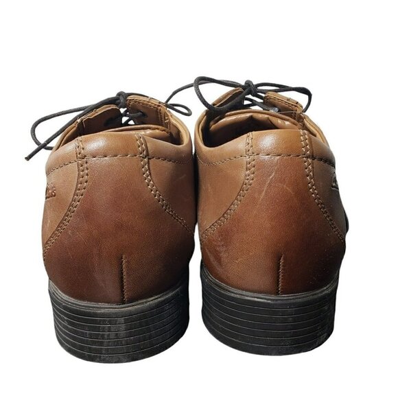 Clarks Mens Dark Tan Leather Whiddon Lace Up Cap Toe Oxford Dress Shoes Size 9 main image 8